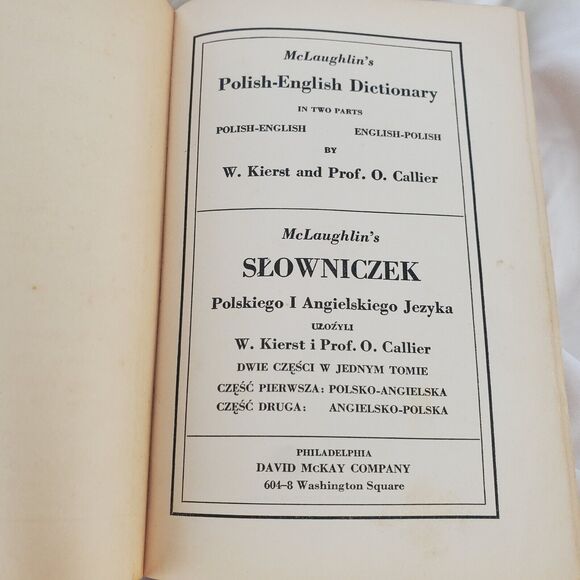 McLaughlin's Dictionary Of The Polish & English Languages 1944 Hardcover HC - Picture 7 of 12